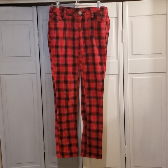 Red and Black Plaid Pants by City Streets - Picture 1 of 3